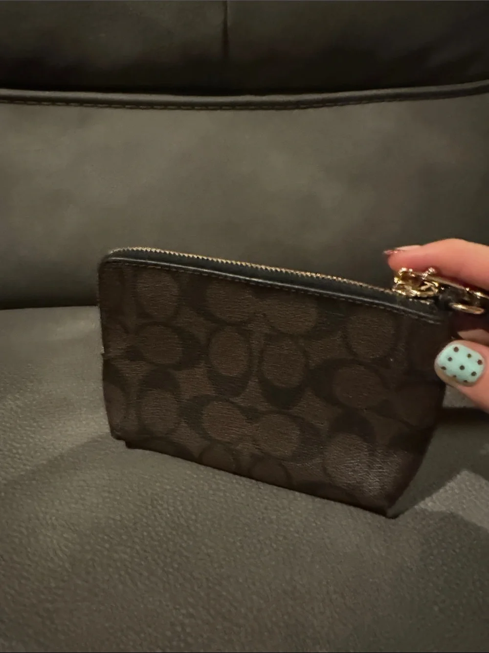 Coach Brown & Black Signature Small Wristlet